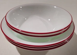 Corelle Bandhani Rojo Rubí 2 Cuencos de Cereal 6.25" 3 Cuencos de Sopa 7.25" Borde Blanco Rojo - Imagen 1 de 7