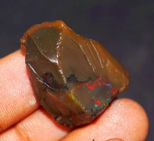 Piedra preciosa suelta áspera fuego ópalo negro etíope natural 46,05 certificado GIE 46,05 - Imagen 1 de 5