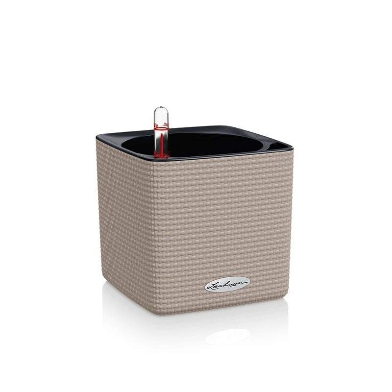 Lechuza self watering planter Cube 13478 Color 14 sand brown flower pot herbs - Image 1 of 4
