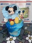 Vintage NEW with Tags Disney Store Mickey Mouse Flower Pot Blue Plush Love ~ 9”