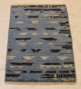 2'0" x 3'0" ft. Kashmir Ocean Breeze Hand Knotted Wool Traditional Door Mat Rug - Picture 1 of 8