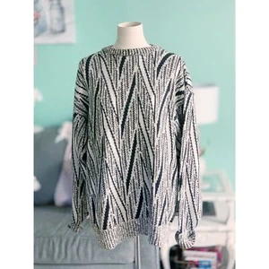 Vintage BachRach Mens Size XLSweater Cosby Biggie Black White Zebra USA Made - Picture 1 of 9