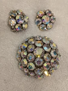Brosche und Ohrring Set Nachlass Verkauf Warner groß Vintage Aurora Borealis Lookneu  - Bild 1 von 6