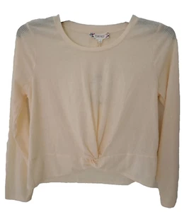 ivory Top Sweater Long Sleeve Front twist - Ribbed Pink Rose Brand Large - Picture 1 of 6