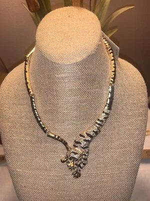 Ожерелье с кристаллами леопарда черная пантера ягуар золотистый цвет 17 дюймов - Изображение 1 из 4