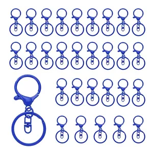 30 Pcs Lobster Claw Clasp Keychain with Swivel Clip Split Ring Blue - Picture 1 of 6