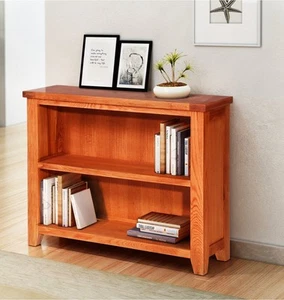 Small Wooden Bookcase, Low Bookshelf, Oak Storage, Free-Standing Shelving Unit - Picture 1 of 8