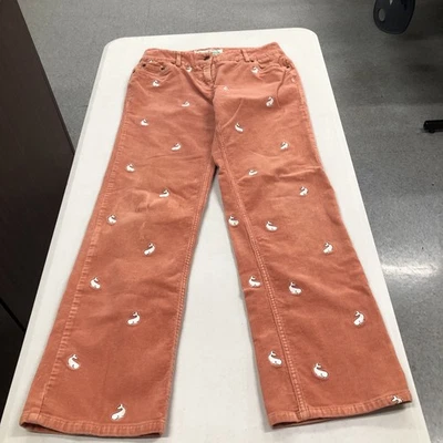 Pantalones de Pana Rosa Náufrago Nantucket Island con Ballenas Talla 4 (28x30) Playa Foto 1 de 4