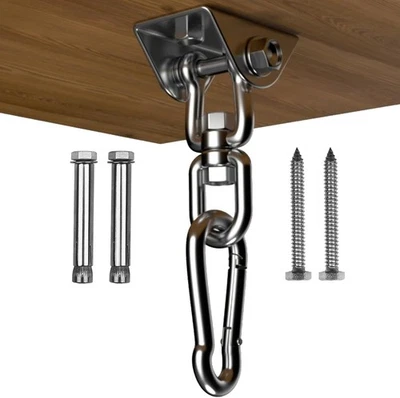 Hammock Hanging Kit, 1000 lb Capacity Heavy Duty 360° Rotate Swing Silver  - Image 1 of 4