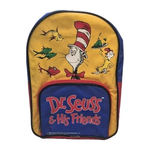 Mochila de viaje de vinilo de colección Dr Seuss & His Friends para niños amarillo azul rojo 1997 - Imagen 1 de 11