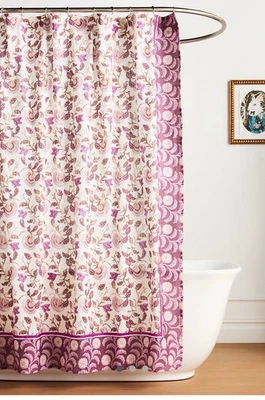 NUEVO CON ETIQUETAS Anthropologie Cortina de Ducha Zhana Rosa Cálido NUEVO Foto 1 de 4