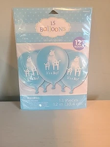 Sweet Safari Boy Printed Latex Balloons 15 Pack "It's a Boy!" - Picture 1 of 4
