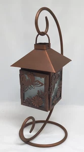 Hängelaterne mit Ständer Schmetterling Design Metall Bronze kleiner Kerzenhalter - Bild 1 von 7