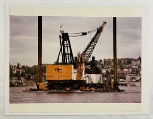 1984 General Construction Co Crane Barge Seattle WA Color Maritime Photo - Bild 1 von 9