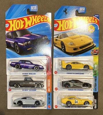 2026 Hot Wheels (6)-‘87 BUICK REGAL TH, SILVERADO, FERRARI, PORSCHE 911 - Image 1 of 3