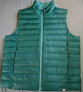 REI Co-op Green 650 Fill Down Puffer Vest Men's L Full Zip Ripstop Nylon Shell - Picture 1 of 5