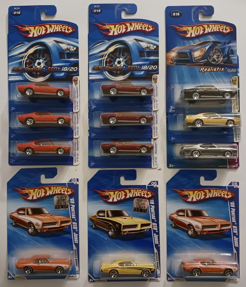 Lot of 12 2006-10 Hot Wheels First Editions & Muscle Mania 69 Pontiac GTO  - Image 1 of 4