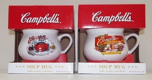 Neu! 2 CAMPBELL'S "Supp Mug" BEEFSTEAK TOMATENSUPPE & TOMATENSUPPE Set /GEBOGENE TASSE - Bild 1 von 3
