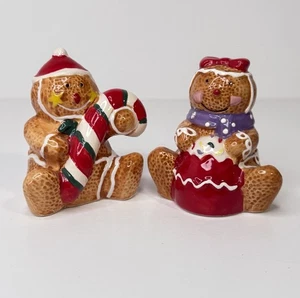 Holiday Gingerbread Man Couple Salt & Pepper Shakers Set 3” - Picture 1 of 14