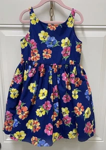 Girl’s Polo Ralph Lauren Blue Floral Sleeveless Dress Size 5 - Picture 1 of 5