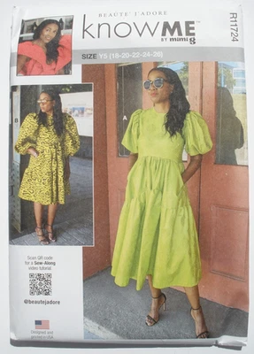 Know Me R11724 ME2016 Dress w Gathered Tiers, Slant Pockets, Full Sleeve 18-26 - Image 1 of 2