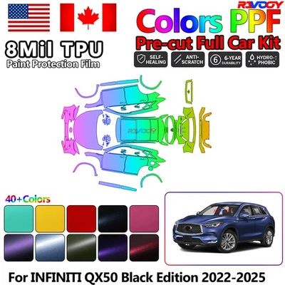 Película de protección de pintura PPF precortada de color para INFINITI QX50 edición negra 2022-2025 Foto 1 de 4