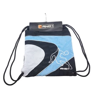 Bolso de pelota vintage AND1 con cordón azul Y2K baloncesto callejero NC negro gris - Imagen 1 de 4