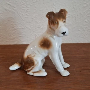 Vintage Fox Terrier Dog Ceramic Figurine Numbered 10629 Mid Century 11 cm Tall - Picture 1 of 15