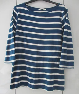 Womens River Island Round Neck Stripe 3/4 Sleeve Cotton Top Size 16 - Picture 1 of 4