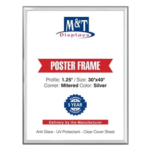 Snap Posterrahmen 1,25" Aluminium Frontlader Wandmontage 30x40 Silber - Bild 1 von 8