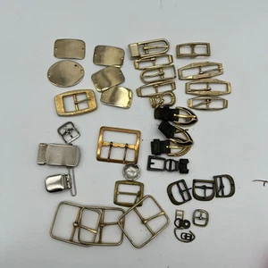 Center Bar Square Shaped Uniform Brass Tone Belt Buckle Lot 32 - Picture 1 of 6