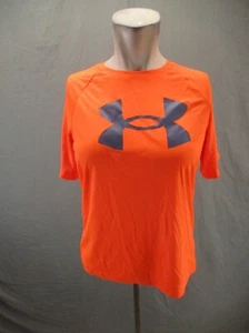 Under Armour Size L Girls Orange Crew Neck Short Sleeve Loose Athletic Top 112 - Picture 1 of 10