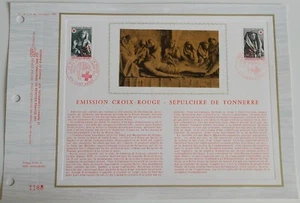 CFA Feuillet CEF 1er jour 14 Soie 1973 Croix Rouge Sépulchre de Tonnerre - Picture 1 of 1