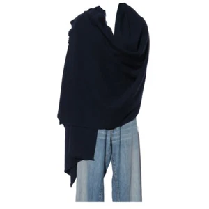 Cashmere | Shawl/Wrap|2 Ply | Hand Loomed| Nepal | Mini Herringbone| Navy Blue - Picture 1 of 6