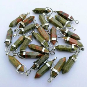 500pcs Natural Unakite Stone Pillar Hexagonal Column Pendants Bead Wholesale GQ - Picture 1 of 6