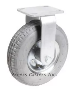 8PPNTR-GRY 8" Rigid Caster Grey Pneumatic Wheel 295 lbs Capacity - Picture 1 of 3