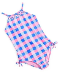 Breaking Waves Big Girls One-Piece Gingham Swimsuit Swimwear Multi Size 10 - Picture 1 of 7