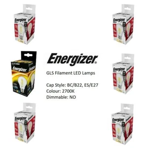 Energizer GLS Filament LED Lamps ES/E27, BC/B22, 2700K Warm White Non-Dimmable - Picture 1 of 7