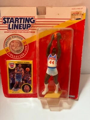 1991 STARTING LINEUP DERRICK COLEMAN BASKETBALL FIGURE SPECIAL COIN NIP NETS - Image 1 of 4