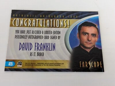 Farscape Season 4 Autograph Card Auto A25 David Franklin as Lt. Braca - Image 1 of 2