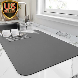 Dish Drying Mat for Kitchen Counter, Heat Resistant Drainer Mats with Non-Slip R - Picture 1 of 6