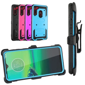 For Motorola G8 Case Full Body Built in Screen Protector and 360 Kickstand Cover - Picture 1 of 25