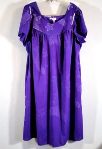 R.H.C. Vintage Hawaiian Dress Women 2XL Purple Short Sleeve Faded Floral - Picture 1 of 10