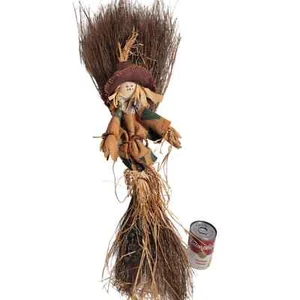 Scarecrow Halloween Vintage Decor Straw Broom Burlap Fall Autumn Harvest - Picture 1 of 5