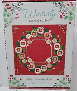 WINTERLY KIT Moda Redbird Christmas Poinsettia Art Deco fabric Quilt KIT48760 - Picture 1 of 13