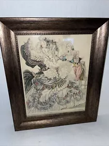 Antik Kurt Hilscher, signiert, farbige Radierung ""Das Geheimnis"" gerahmt - Bild 1 von 5