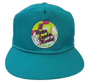 Vintage 1993 Winter Lumber Market Orlando FL Teal Blue Trucker Hat Snapback Cap - Picture 1 of 11
