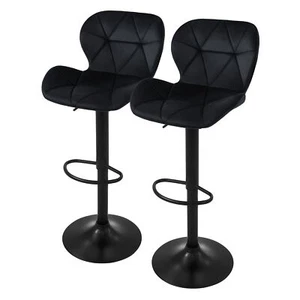 2er Set Barhocker Höhenverstellbar Drehbar Barstuhl Samt Bistrohocker Fußstütze - Bild 1 von 7