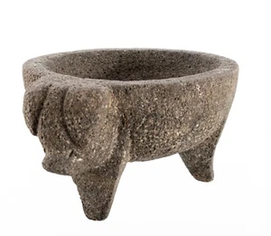 Old Molcajete Mortar - BOWL ONLY Pig's Head 8in 8lbs Volcanic Lava Stone Used - Picture 1 of 20
