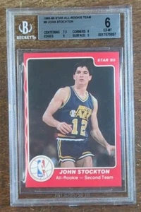 1985-86 Star All-Rookies #8 John Stockton BGS 6 HOF Rookie RC XRC - Picture 1 of 2